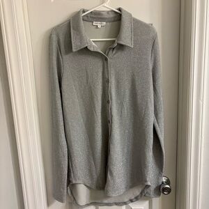 Good American size 1 Metallic Silver Button-Up Shirt sparkly shiny
